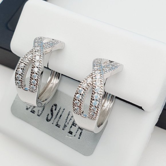 "925 Sterling Silver Cubic Zirconia Earrings, UU1P6A6149 - Picture 3 of 10